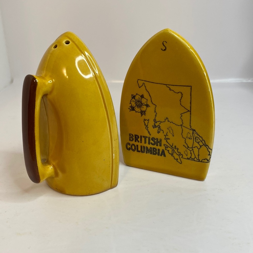Vintage Salt and Pepper Shakers Irons British Columbia Souvenir 4” tall